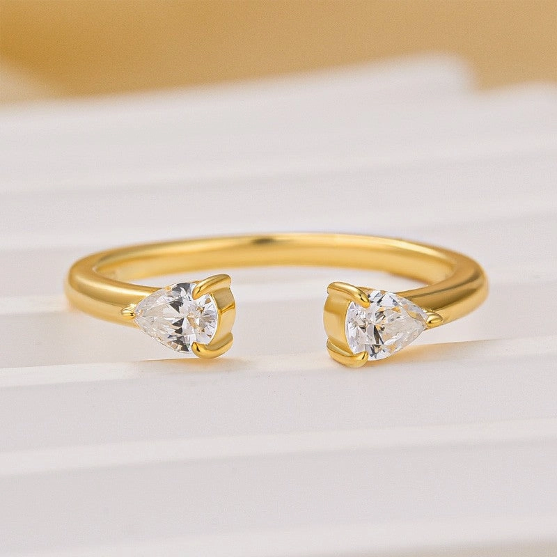 0.5Ct Pear Cut Insert Wedding Band In Sterling Silver Elegant Outline Glow Vibe