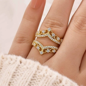 Polished Pieces Outdoor Set 0.8Ct Crown-Shaped Insert Wedding Band Engagement Ring Enhancer