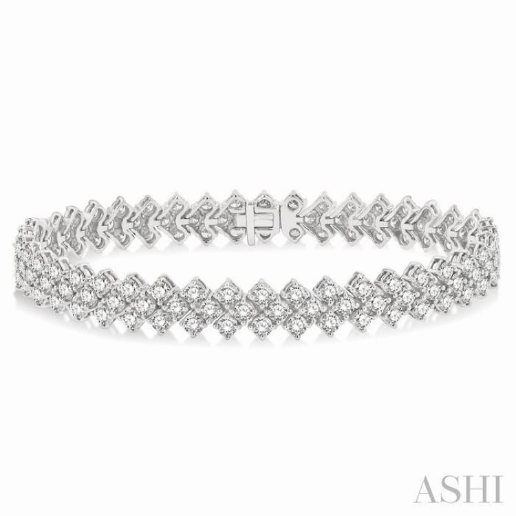 10 Ctw Chevron Link Round Cut Diamond Tennis Bracelet in 14K White Gold Sunny Forecast High Mark