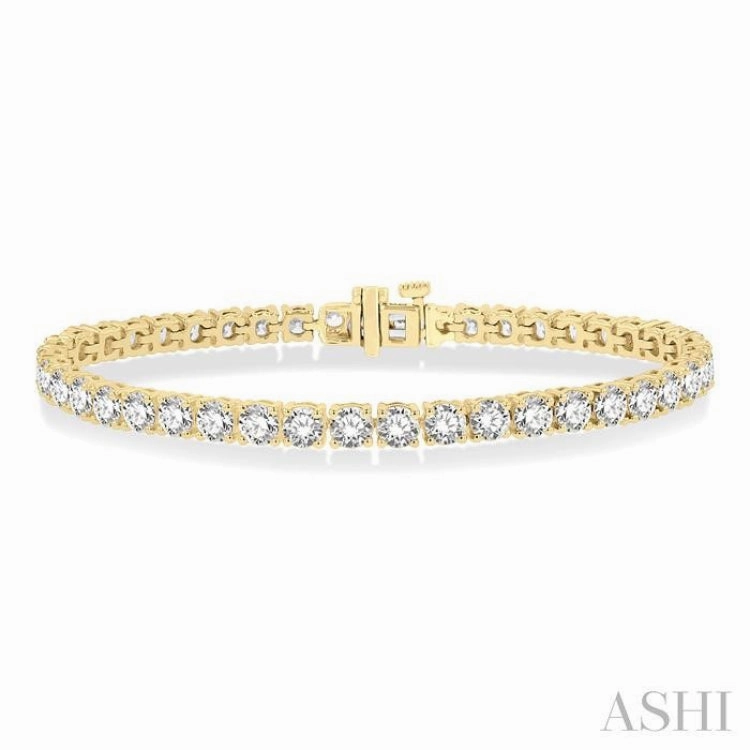 10 Ctw Round Cut Diamond Tennis Bracelet in 14K Yellow Gold Expertly Sighted