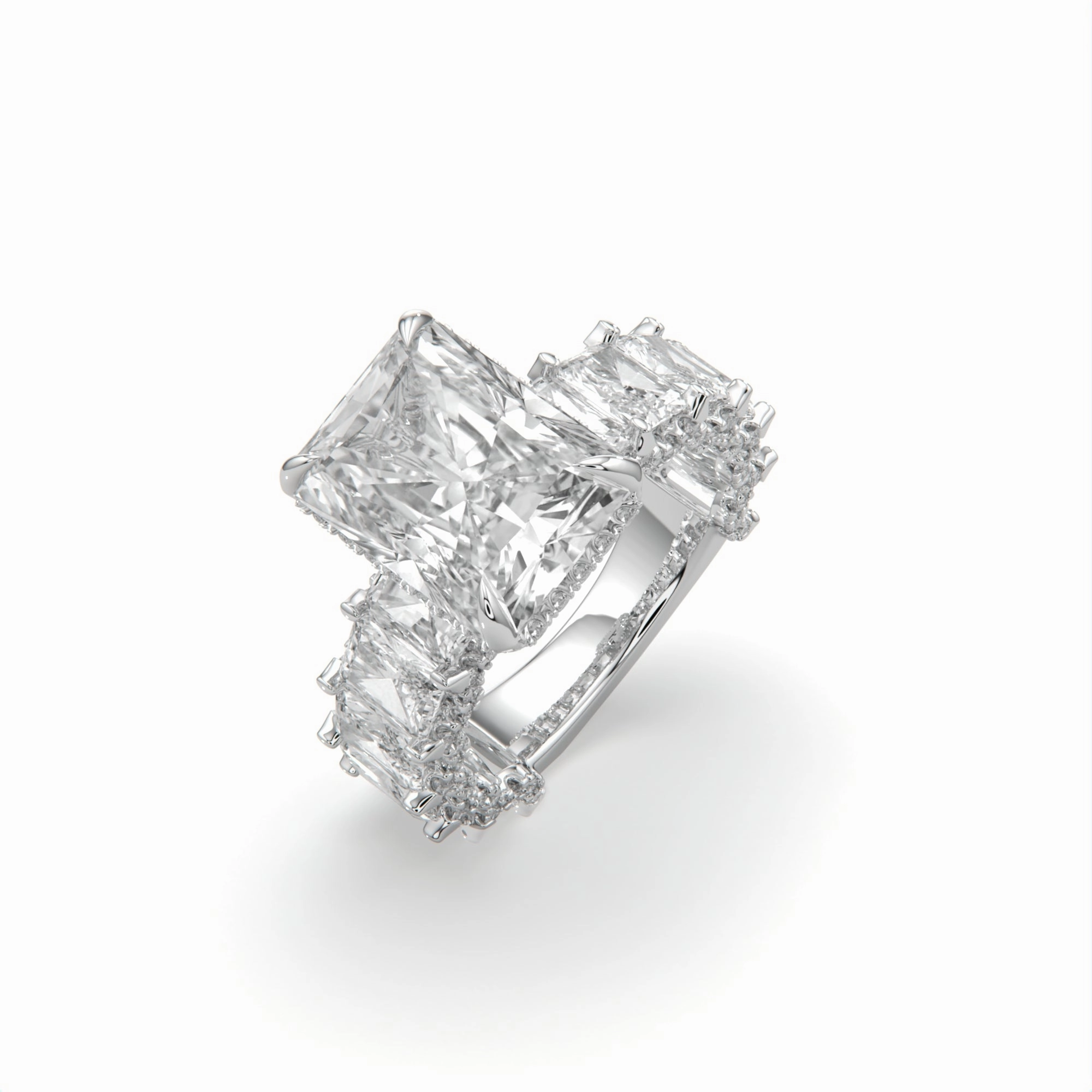 10CTW Iceberg Radiant Lab Diamond Engagement Ring HighEnd Item