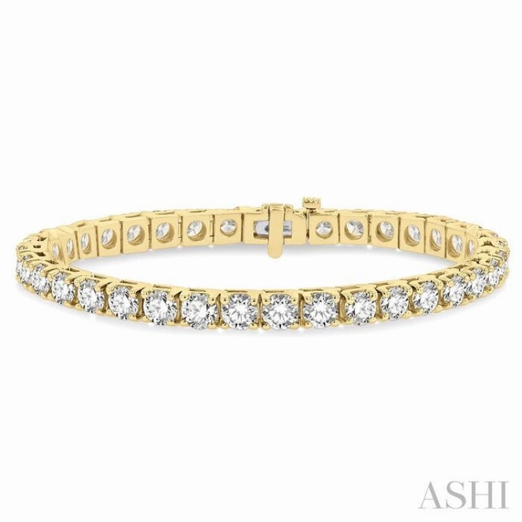 12 Ctw Square Shape Round Cut Diamond Tennis Bracelet in 14K Yellow Gold Endless Evolution Sustainable fashion