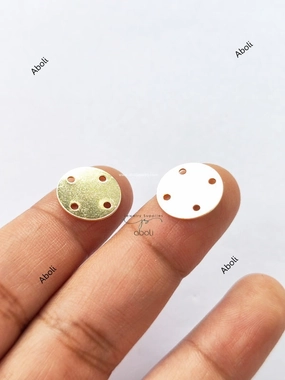 Unique Pieces 13 mm Golden disc connector with 4 holes Flat Metal connector Jewellery Component Glossy finish MACU21