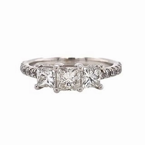 Designer Label 14 Karat White Gold 3 Stone Engagement Ring (1.64cttw)