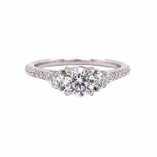 Simple Sign 14 Karat White Gold 3 Stone Engagement Ring (.91cttw)