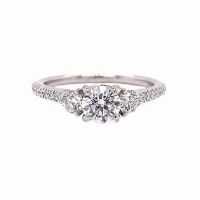 Simple Sign 14 Karat White Gold 3 Stone Engagement Ring (.91cttw)
