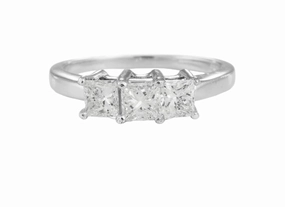 14 Karat White Gold 3 Stone Princess Cut Engagement Ring (1.00cttw) Quality Jewelry
