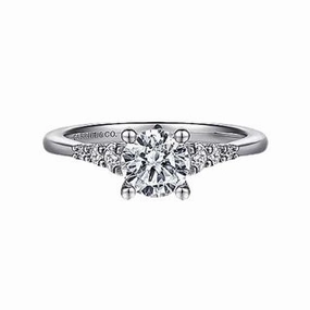 Budget Statement Premium Accent 14 Karat White Gold Cathedral Engagement Ring (.99cttw)