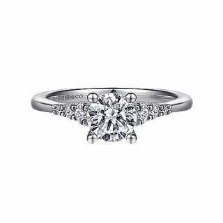 Budget Statement Premium Accent 14 Karat White Gold Cathedral Engagement Ring (.99cttw)