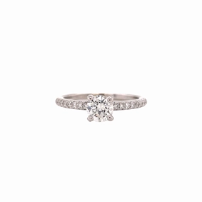 Premium Statement 14 Karat White Gold Classic Engagement Ring (.67cttw)