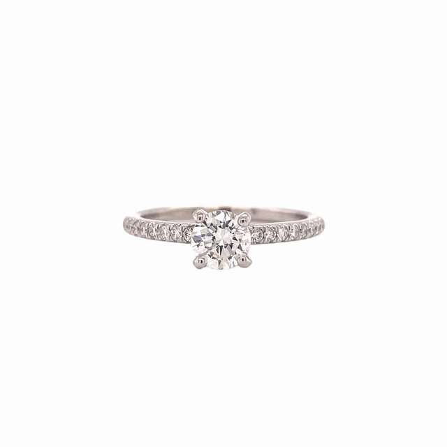 Premium Statement 14 Karat White Gold Classic Engagement Ring (.67cttw)