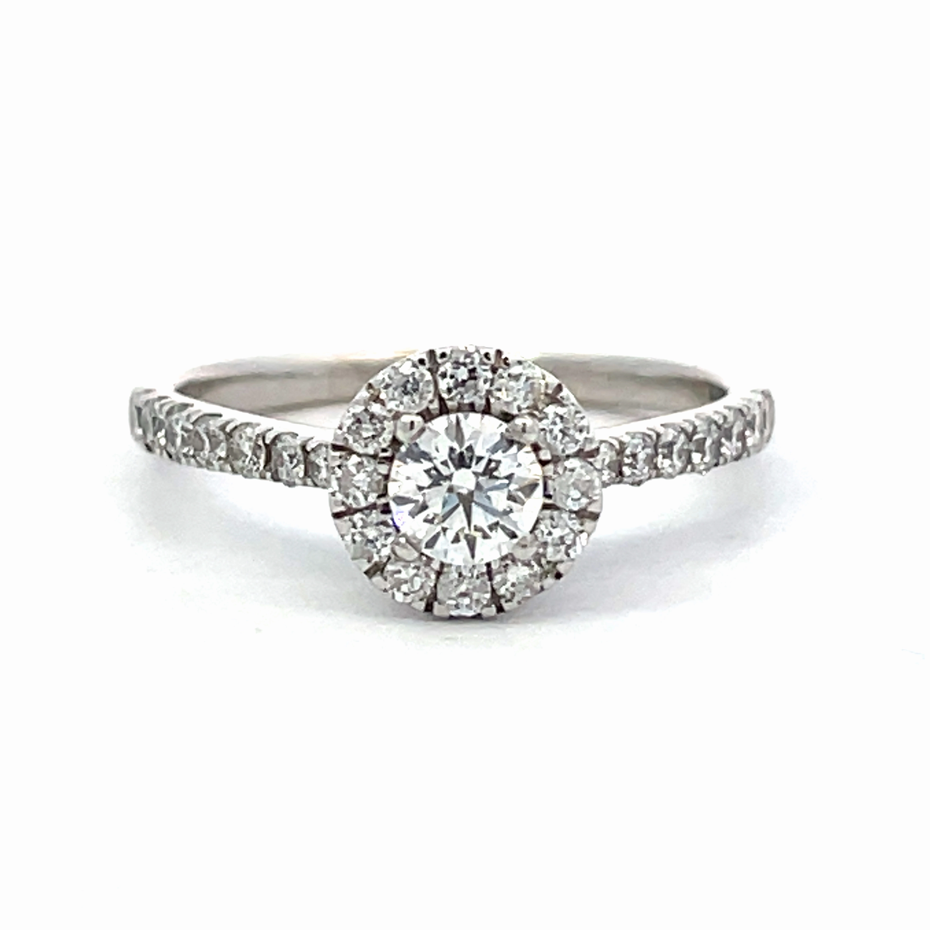 Sparkling Craft Traditional Product 14 Karat White Gold Diamond Halo Enagagement Ring (.80cttw)