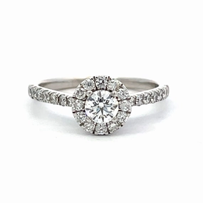 Sparkling Craft Traditional Product 14 Karat White Gold Diamond Halo Enagagement Ring (.80cttw)