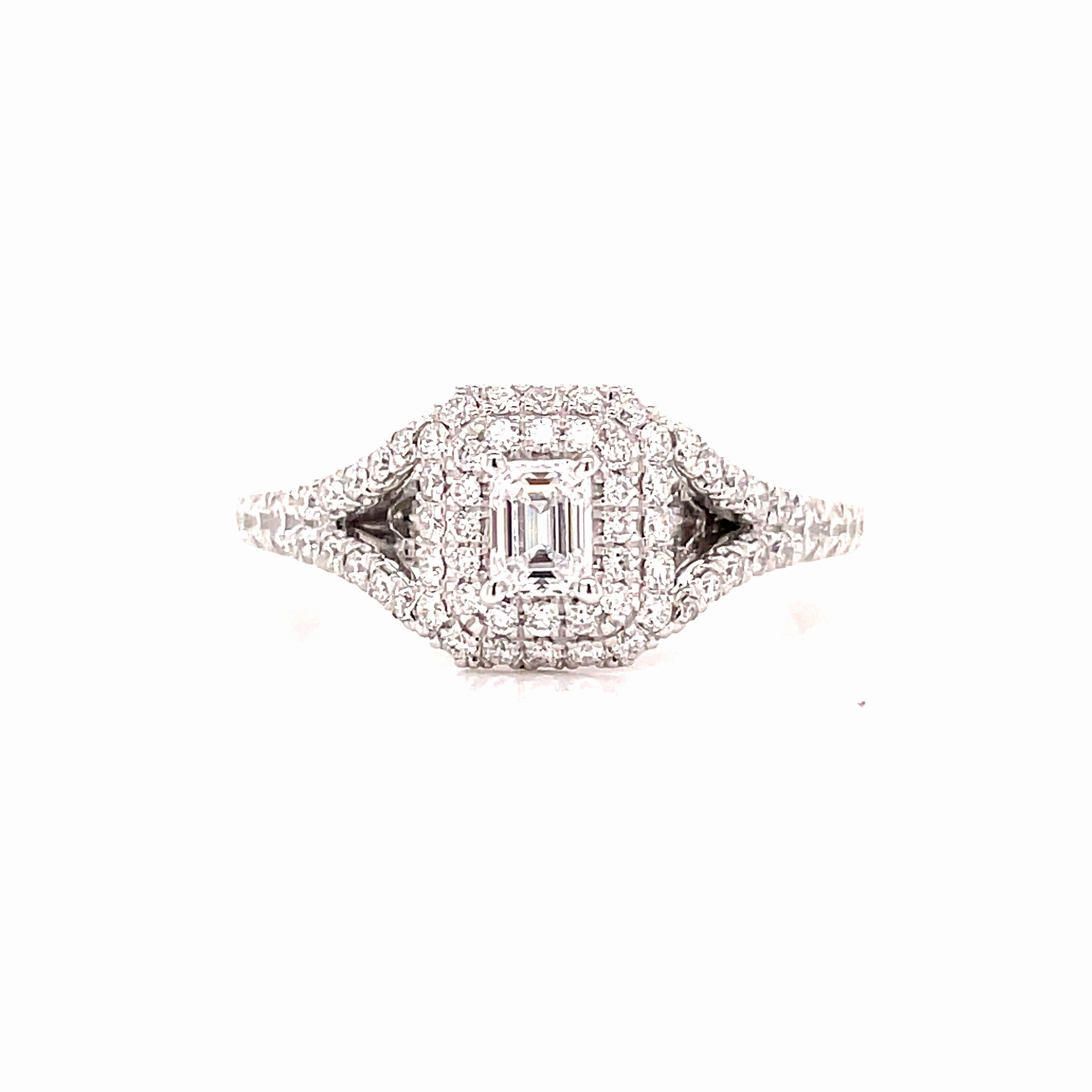 Gift Accent 14 Karat White Gold Double Halo Engagement Ring (85cttw)