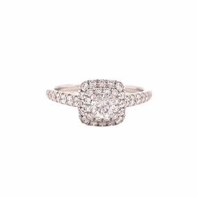 14 Karat White Gold Double Halo Engagement Ring (.75cttw) Creative Detail Timeless Simplicity