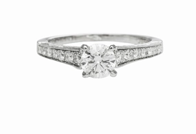 14 Karat White Gold Engraved Diamond Engagement Ring (.86cttw) Value Decoration