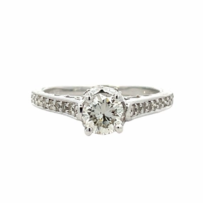 14 Karat White Gold Engraved Diamond Engagement Ring Beautiful Accessory All Day