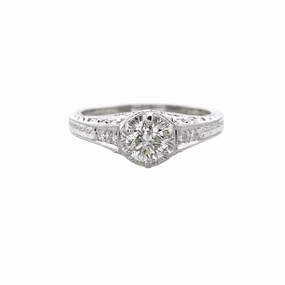 14 Karat White Gold Filigree Antique Engagement Ring (.63cttw) Polished Finish