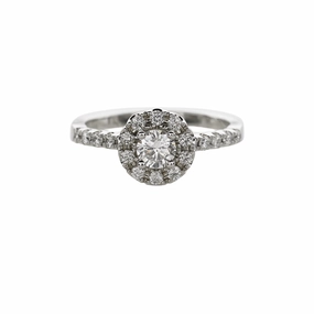 14 Karat White Gold Halo Engagement Ring (.73cttw) Timeless Piece Classic Piece