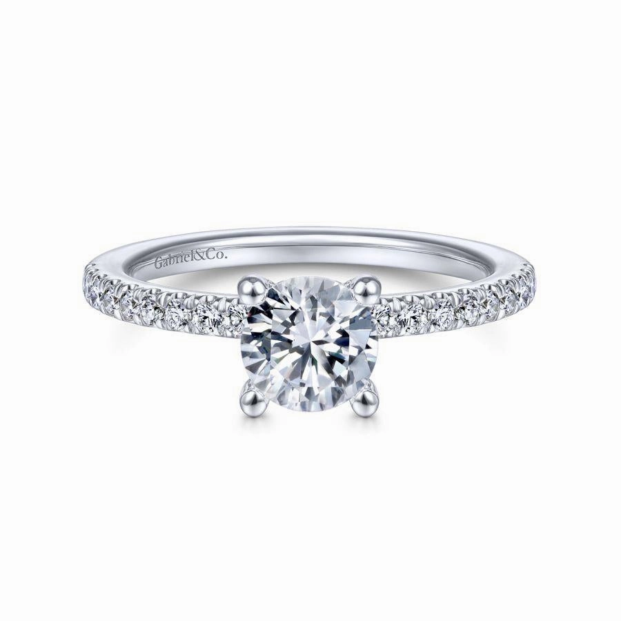 Refined Vibe Luxury Insignia 14 Karat White Gold Hidden Halo Engagement Ring (.88cttw)