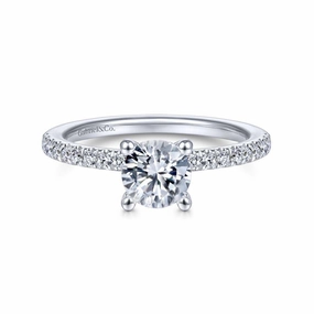 Refined Vibe Luxury Insignia 14 Karat White Gold Hidden Halo Engagement Ring (.88cttw)