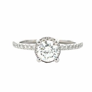 Timeless Craft Timeless Proportion 14 Karat White Gold Hidden Halo Engagement Ring (.95cttw)