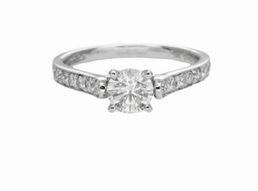 14 Karat White Gold Milgrain Cathedral Engagement Ring (1.09cttw) Delicate Embellishment Gift Choice