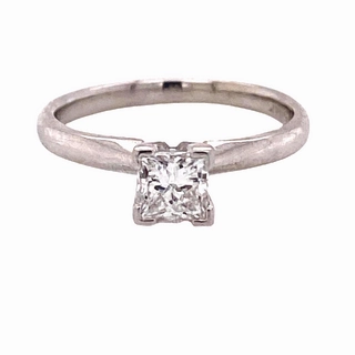 Event Piece 14 Karat White Gold Princess Cut Diamond Engagement Ring 0.49cttw