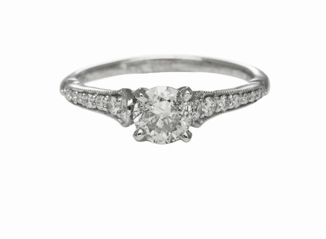 14 Karat White Gold Straight Engagement Ring (0.93cttw) Creative Craft Protective Coating