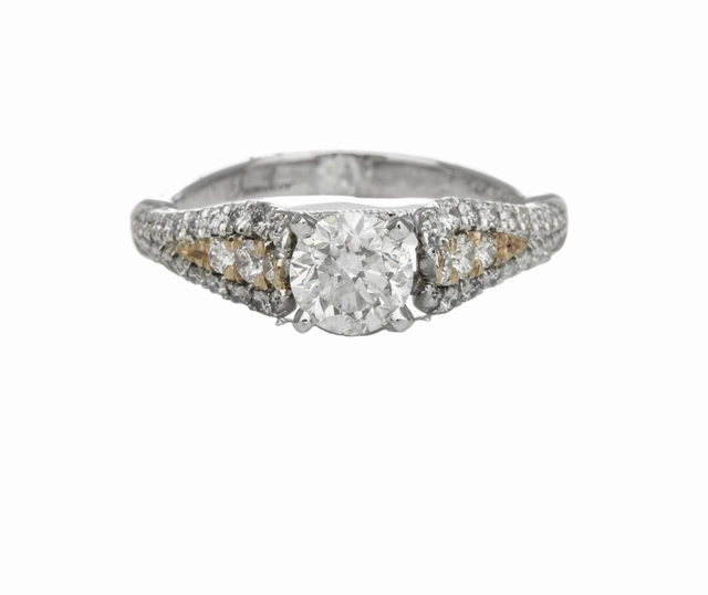 14 Karat White/Rose Gold Pave Engagement Ring (1.13cttw) Father??s Day Fashion Flair