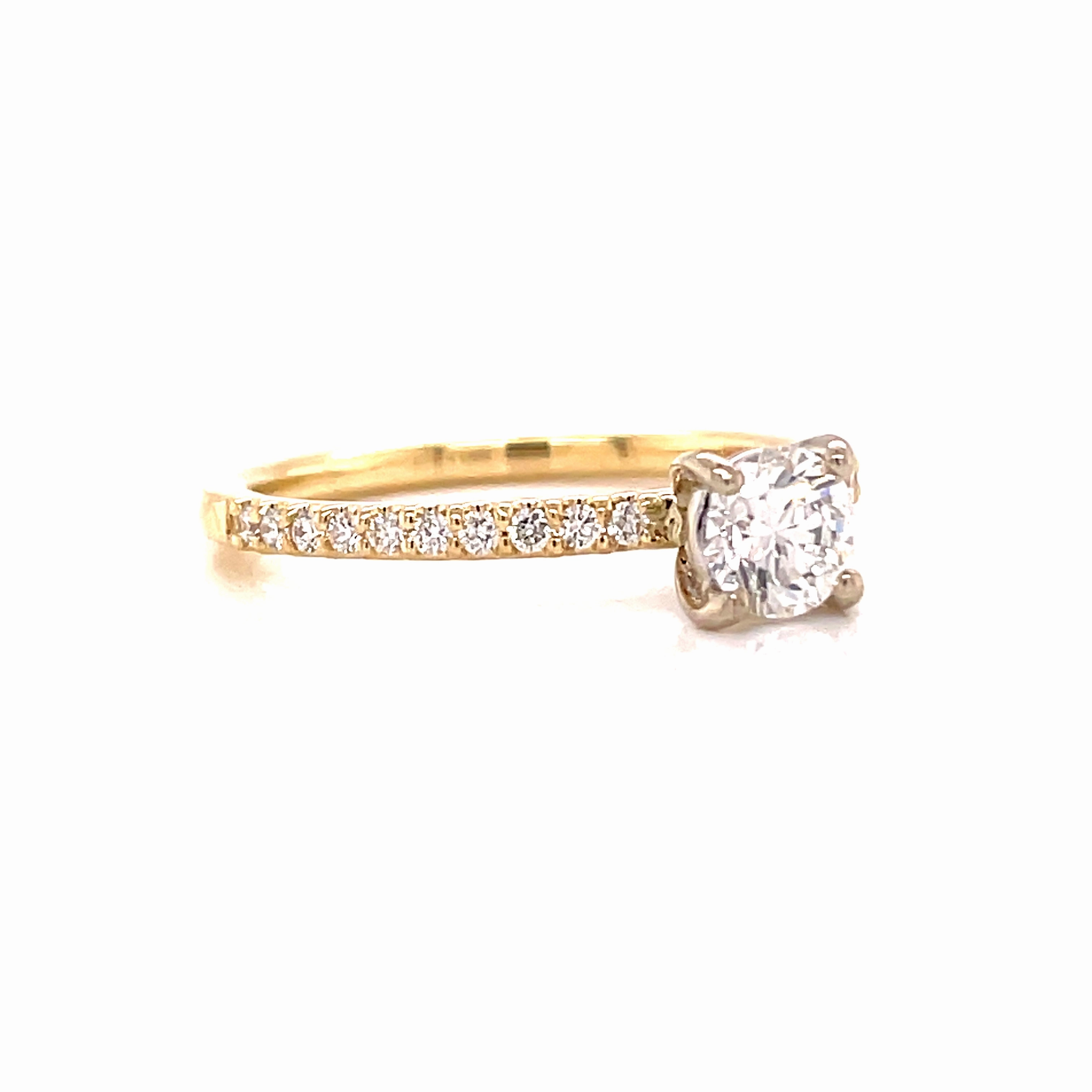 Minimalist Insignia Special Function 14 Karat Yellow Gold Diamond Engagement Ring (.56cttw)