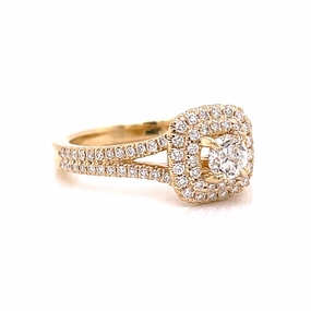 Sparkling Art 14 Karat Yellow Gold Double Halo Engagement Ring (.70cttw)
