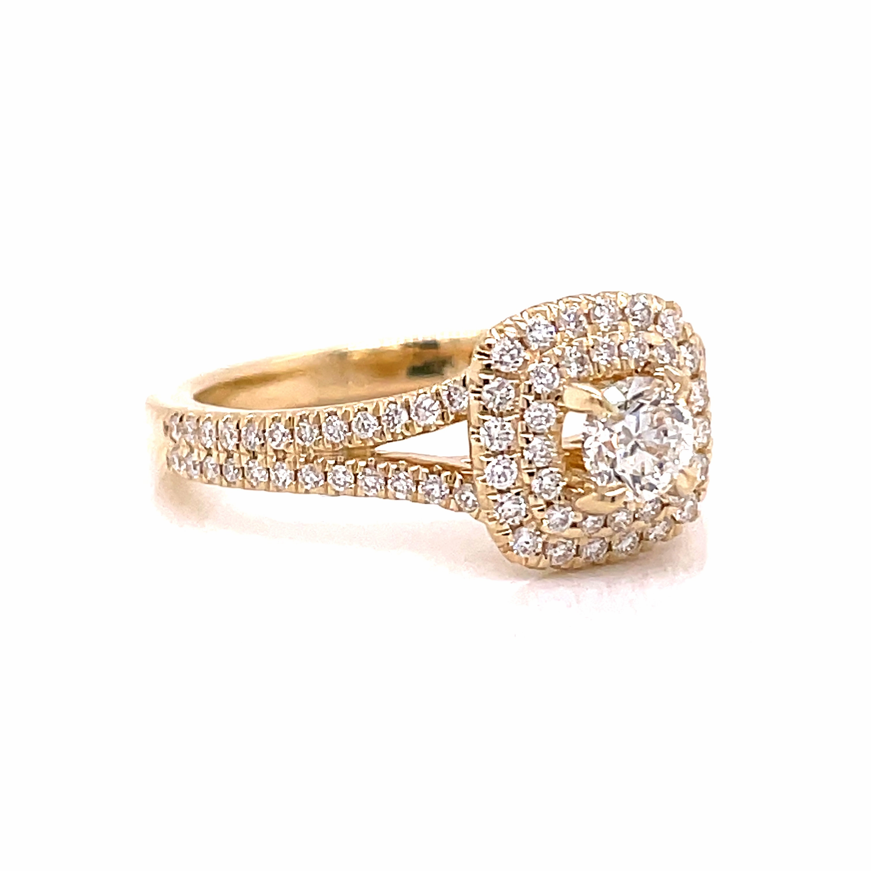 Sparkling Art 14 Karat Yellow Gold Double Halo Engagement Ring (.70cttw)