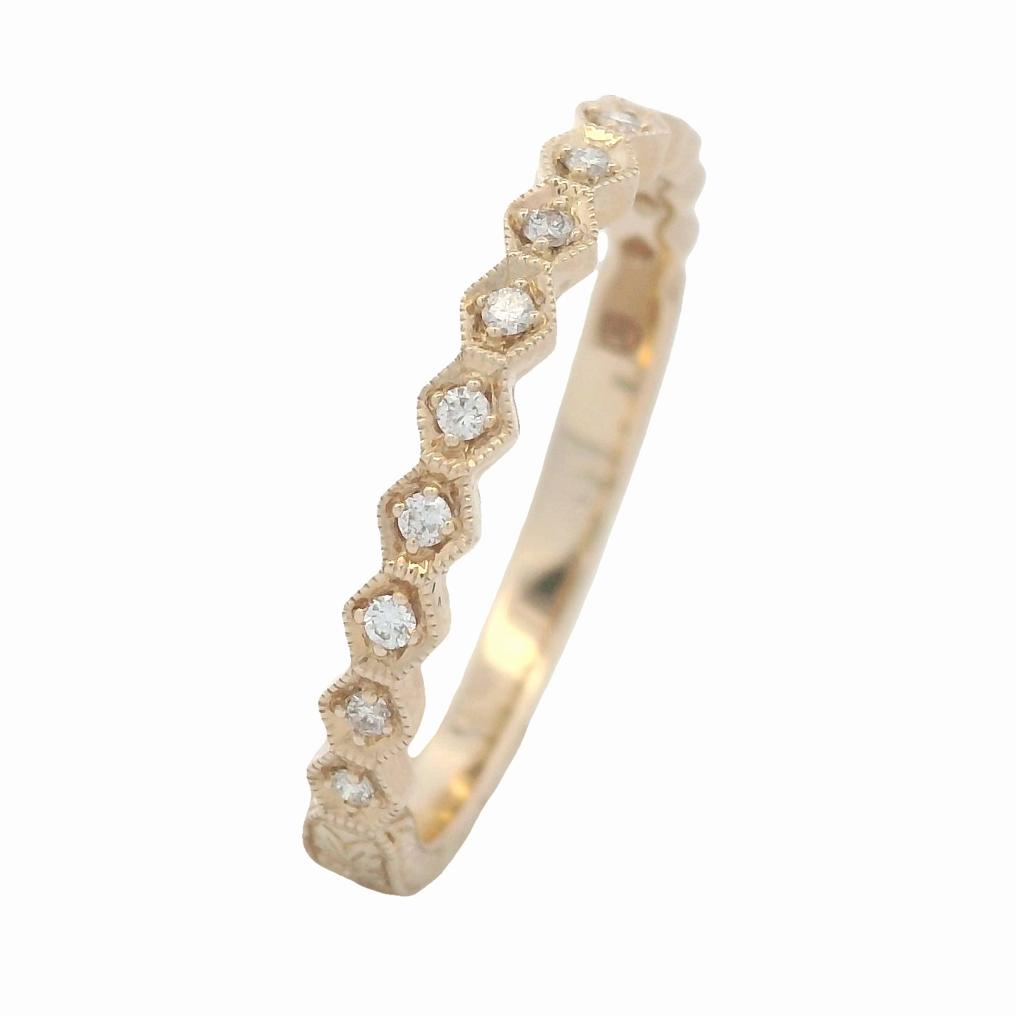 Chic Product Gorgeous style 14 Karat Yellow Gold Engraved Diamond Stackable Ring