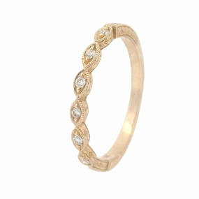 14 Karat Yellow Gold Engraved Diamond Stackable Ring Personal Ornament Creative Trinket