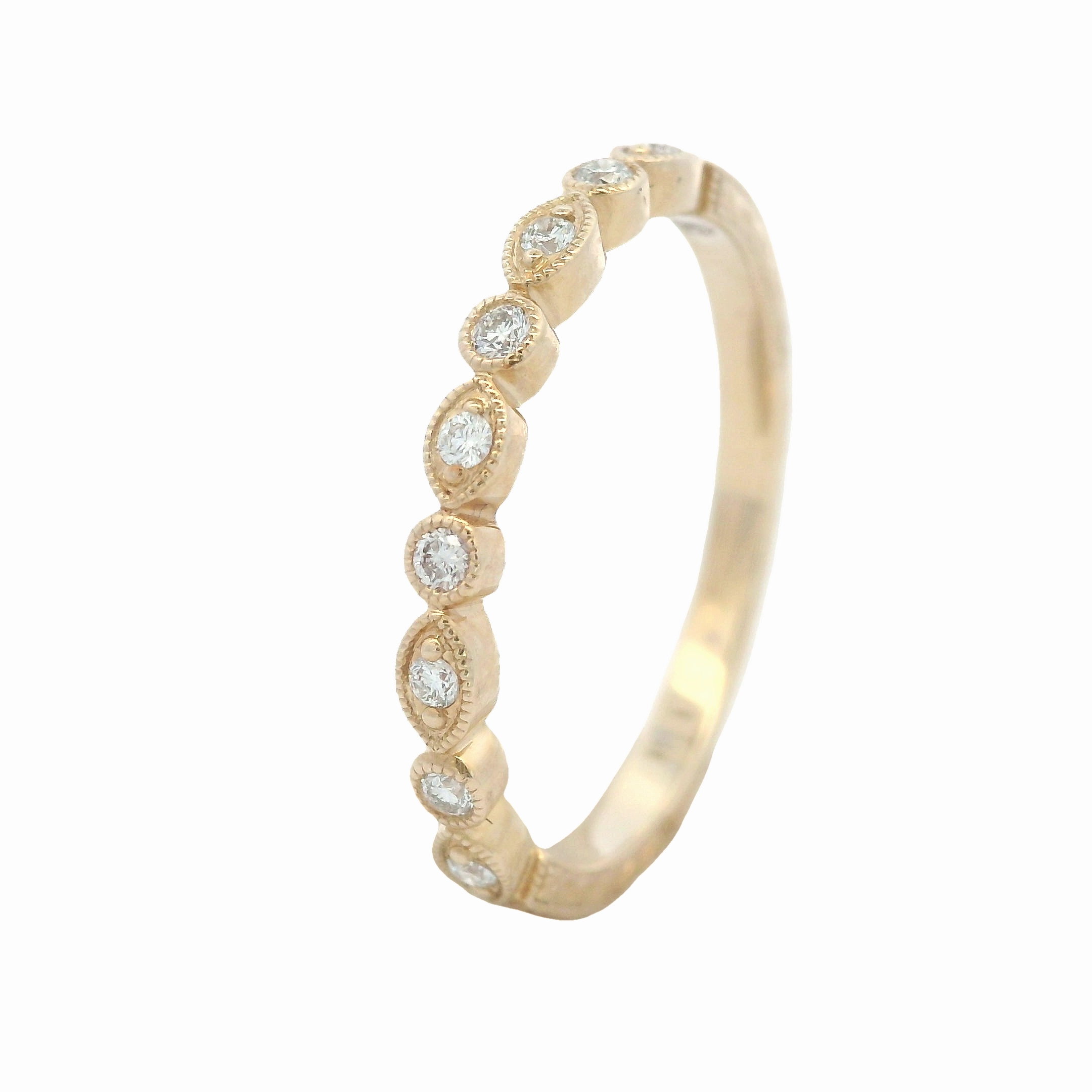 14 Karat Yellow Gold Engraved Diamond Stackable Ring Local Craft