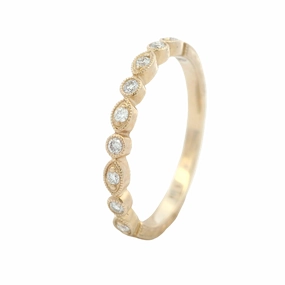 14 Karat Yellow Gold Engraved Diamond Stackable Ring Local Craft