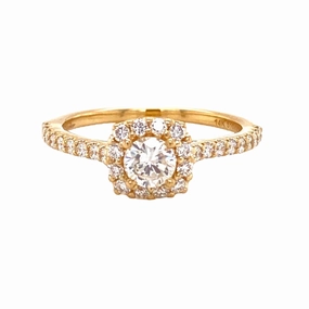 14 Karat Yellow Gold Halo Diamond Engagement Ring (.73cttw) Unique Expression