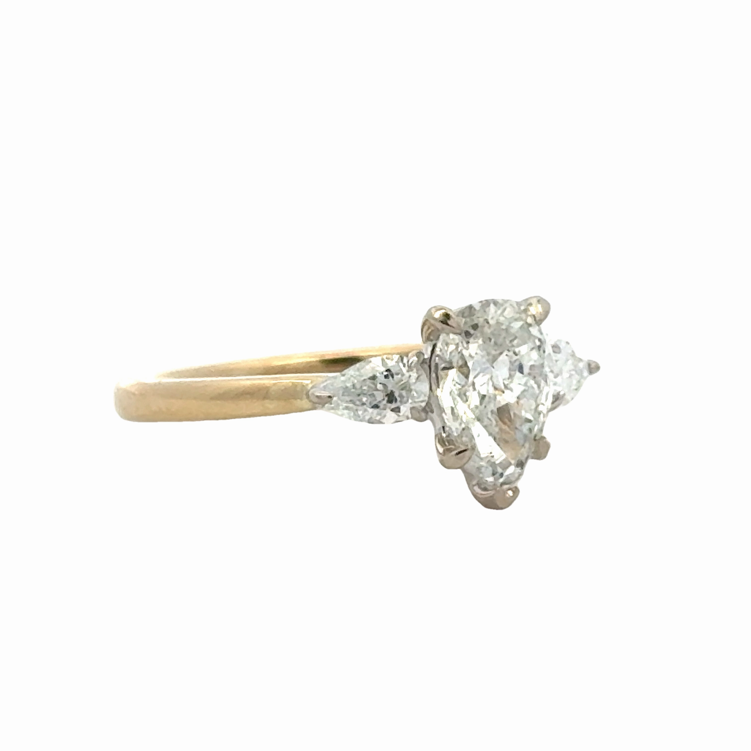 Traditional Jewelry All Occasions 14 Karat Yellow/White Gold 3 Stone Engagement Ring (1.30cttw)