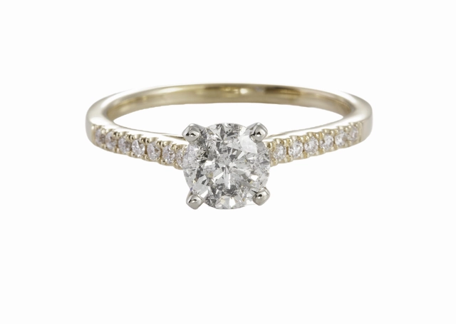 14 Karat Yellow/White Solitaire Engagement Ring (1.04cttw) fixed size Polished Detail