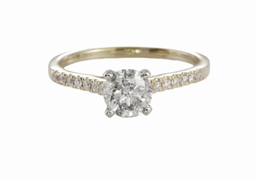 14 Karat Yellow/White Solitaire Engagement Ring (1.04cttw) fixed size Polished Detail