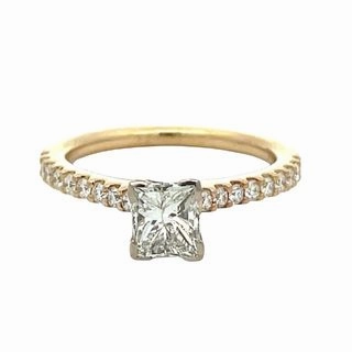 Fashionable Choice Soft Sparkle 14 Karat Yellow/White Solitaire Engagement Ring (.97cttw)