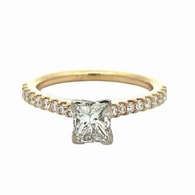 Fashionable Choice Soft Sparkle 14 Karat Yellow/White Solitaire Engagement Ring (.97cttw)