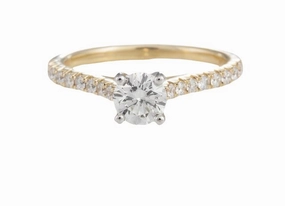 14 Karat Yellow White Straight Engagement Ring (1.22cttw) Autumn Collection Spring Trend