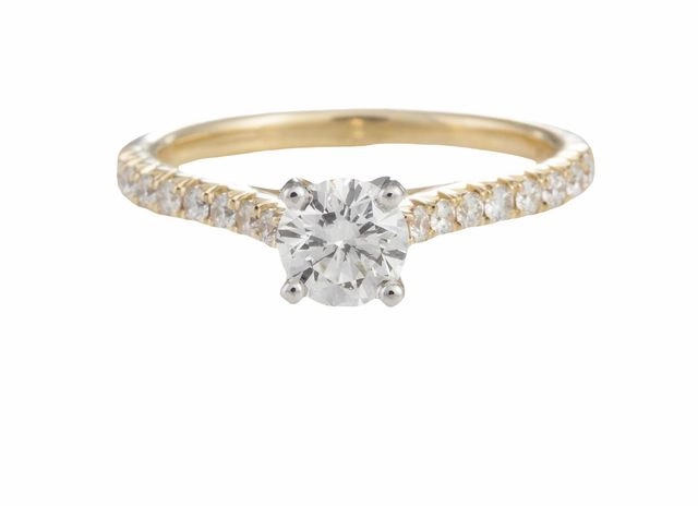 14 Karat Yellow White Straight Engagement Ring (1.22cttw) Autumn Collection Spring Trend