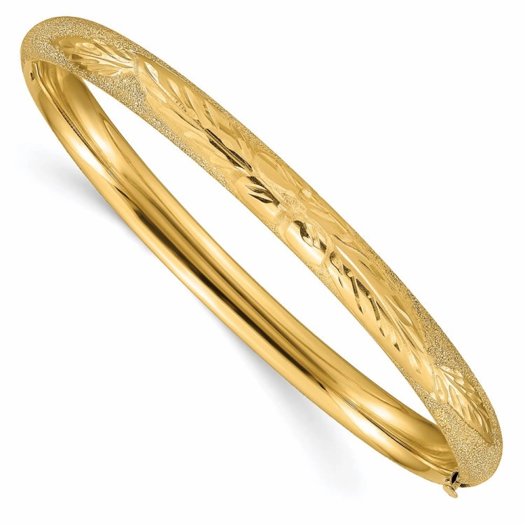 Galactic Fusions Peaceful Vibe 14k 4/16 Oversized Laser-Cut 6.00mm Hinged Oval Bangle Bracelet