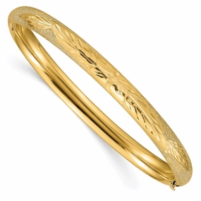Galactic Fusions Peaceful Vibe 14k 4/16 Oversized Laser-Cut 6.00mm Hinged Oval Bangle Bracelet