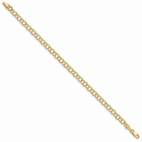 Stylist Choice Main Detail 14k 4mm Solid Double Link 7 inch Charm Bracelet