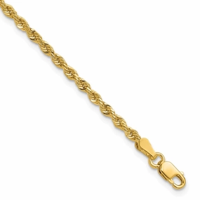 Tropical Flair 14K 7 inch 2.25mm Diamond-cut Rope with Lobster Clasp Chain