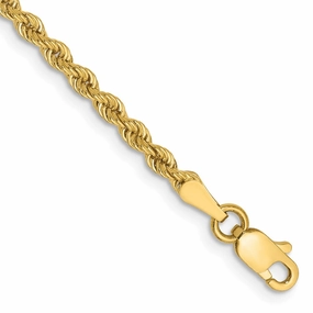 14K 7 inch 2.5mm Regular Rope with Lobster Clasp Chain Anniversary Gift